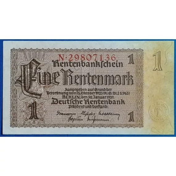 1937.  1 Rentenmark UNC