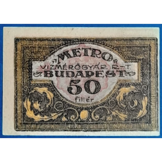 1920.   50 fillér UNC "METRO" vízmérőgyár RT