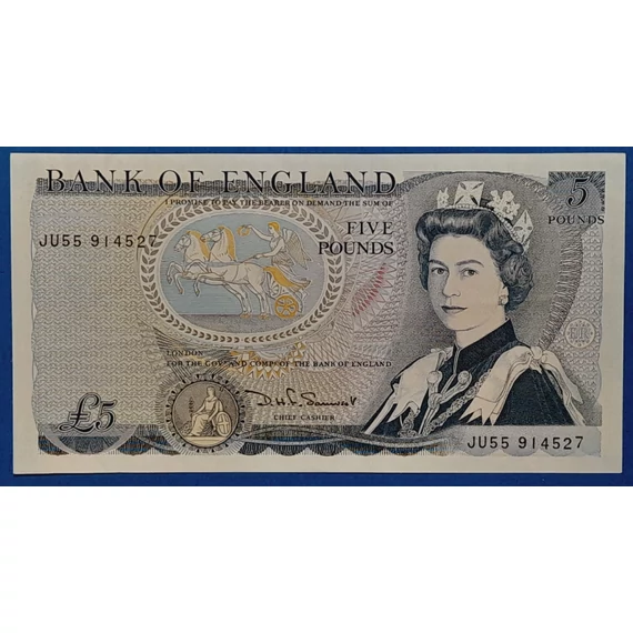 Brit 5 fontos bankjegy előoldala - II. Erzsébet királynő