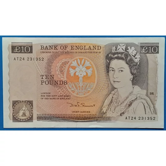 Brit 10 fontos bankjegy előoldala - II. Erzsébet királynő