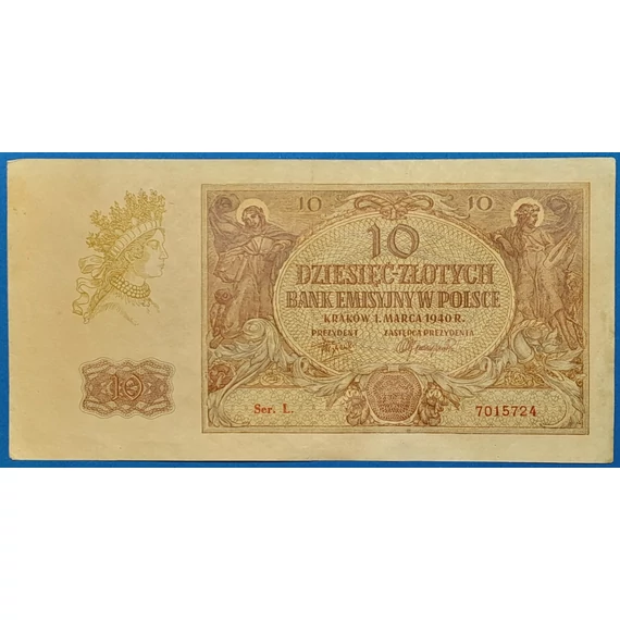 1940.  10 Zlotych VF-