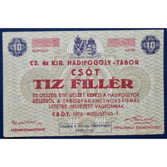 Csót 1916. 10 Fillér VF