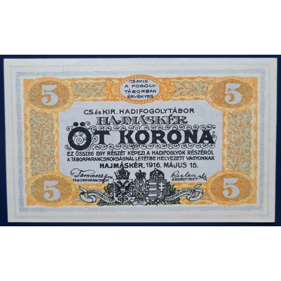 Hajmáskér  1916. 5 Korona UNC