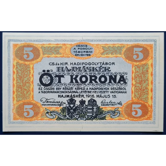 Hajmáskér  1916. 5 Korona UNC