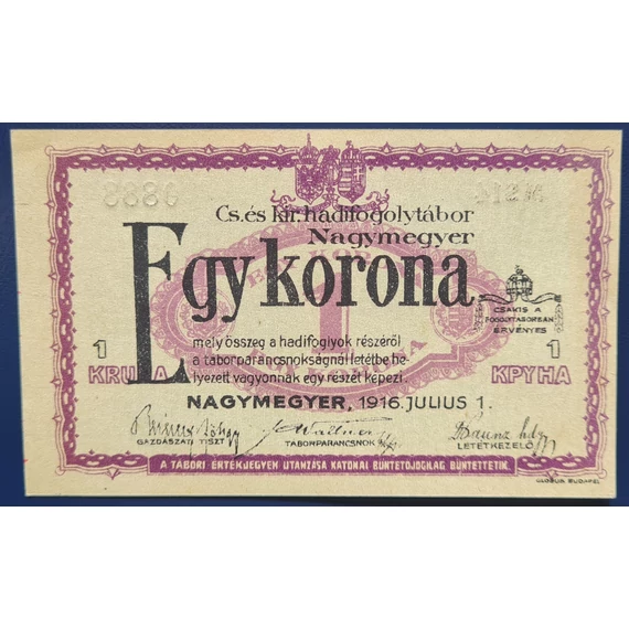 Nagymegyer 1916. 1 Korona UNC