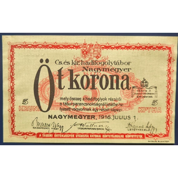 Nagymegyer 1916. 5 Korona UNC
