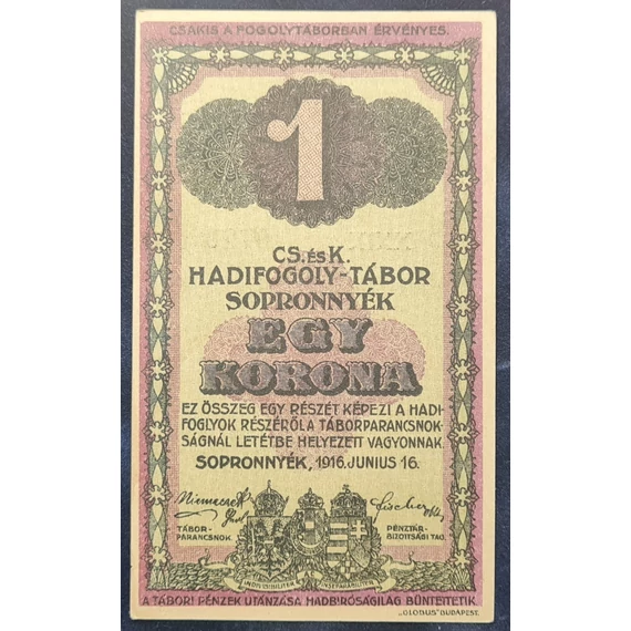 Sopronnyék 1916. 1 Korona UNC kemény papíron
