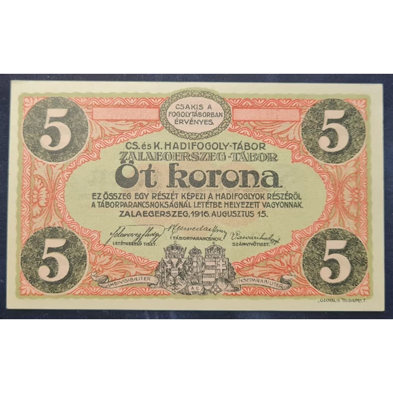 Zalaegerszeg 1916. 5 Korona UNC
