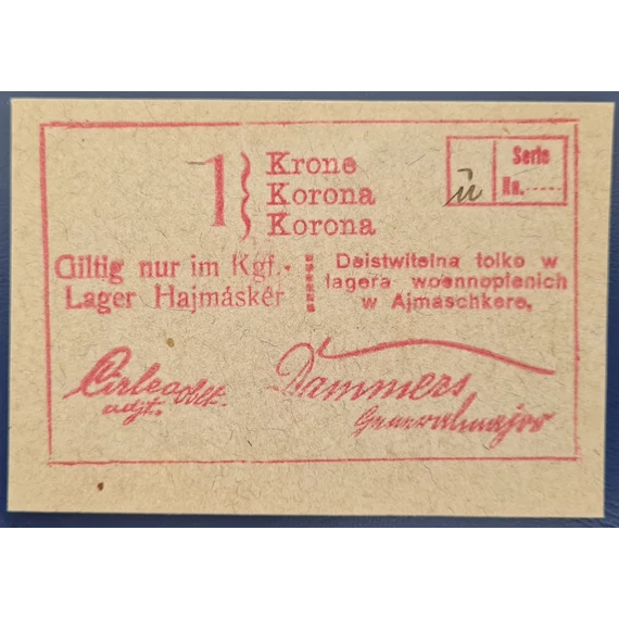 Hajmáskér  1916. 1 Korona UNC