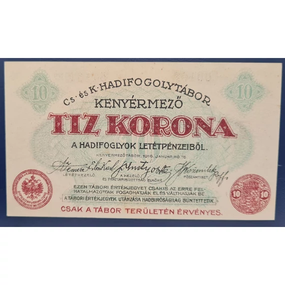 Kenyérmező  1916. 10 Korona UNC