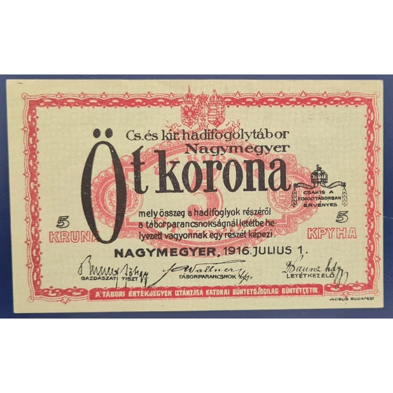 Nagymegyer 1916. 5 Korona UNC