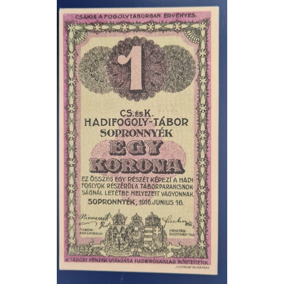 Sopronnyék 1916. 1 Korona UNC kemény papíros