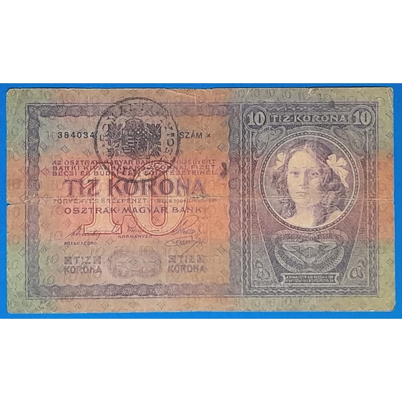 1904. 10 Korona VG "Román felülbélyegzéssel"