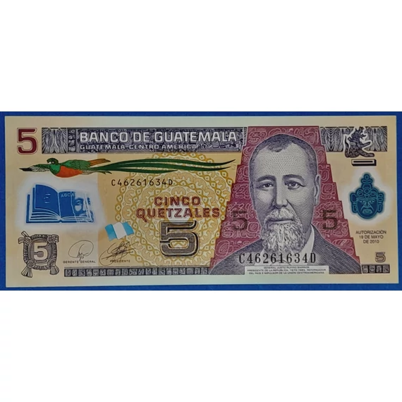 2010.  5 Quetzales UNC Polymer