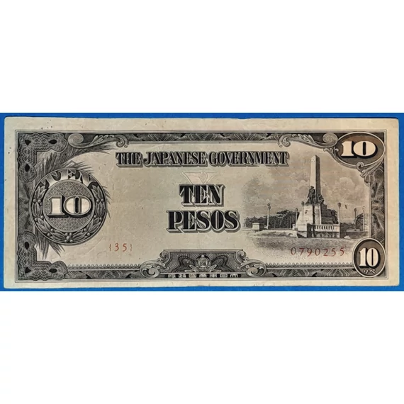 1943. 10 Pesos F "felülbélyegzéssel"