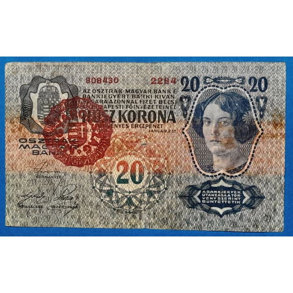 1913. 20 Korona F "MAGYARORSZÁG" felülbélyegzéssel