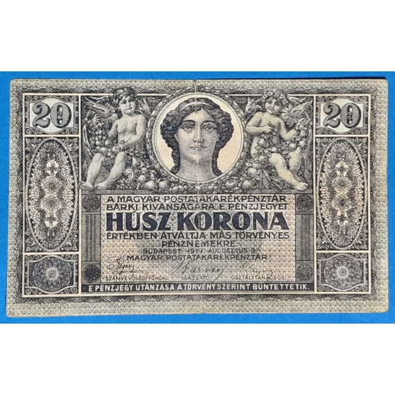 1919. 20 Korona F+ "Augusztusi kiadás"