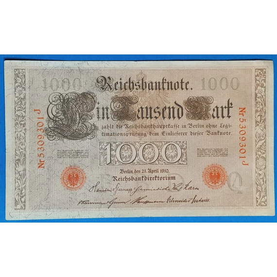 1910. 1.000 Mark VF