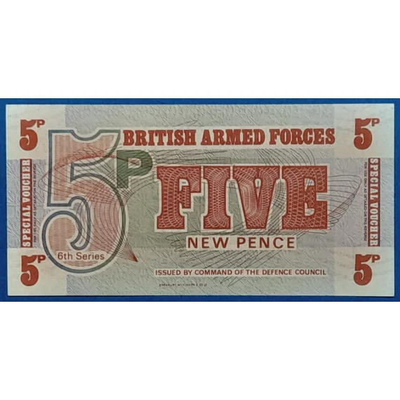 Brit katonai 5 pence utalvány előoldala - Armed Forces Special Voucher