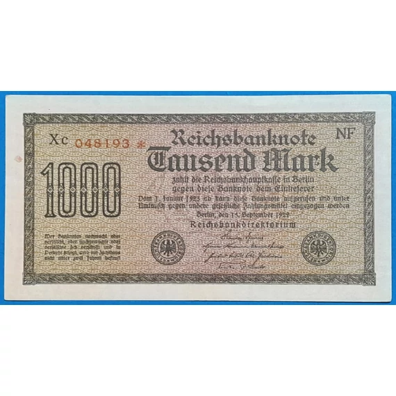 1922. 1.000 Mark AUNC barna sorszámmal