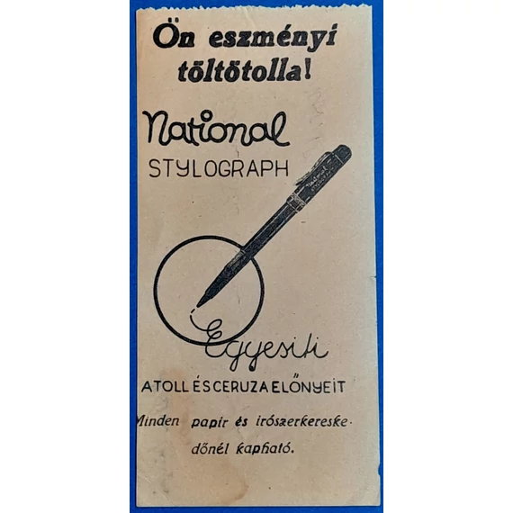 "National Stylograph" töltőtoll számolócédula VF