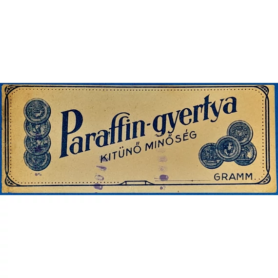 "Paraffin - gyertya" számolócédula VF