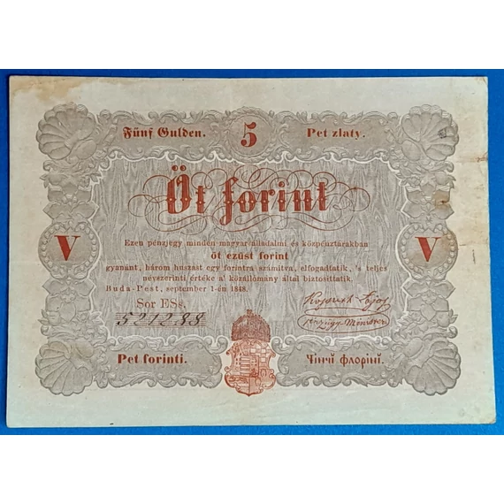 5 Forint 1848 - Kossuth-bankó (piros nyomattal) GOTTO NUMIZMATIKA