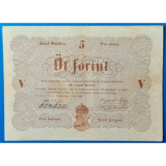 5 Forint 1848 - Kossuth-bankó (Barna nyomattal) GOTTO NUMIZMATIKA