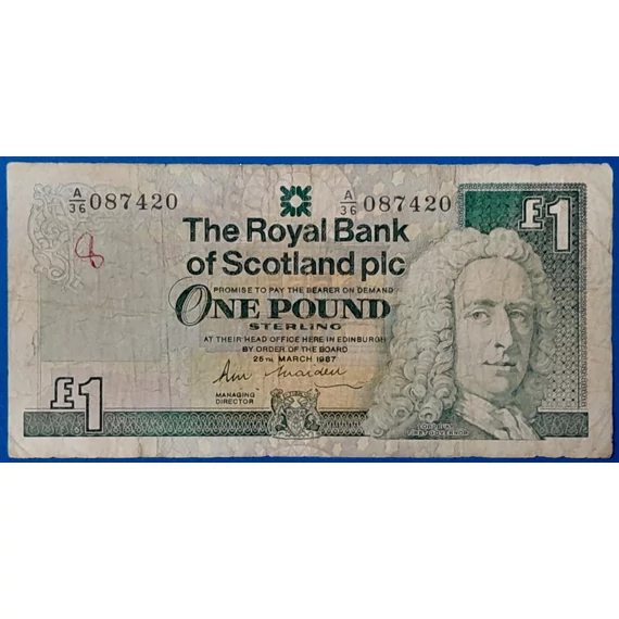 The Royal Bank of Scotland 1987-es 1 fontos (£1) bankjegy  GOTTO