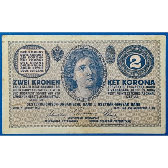 2 Korona 1914 – Osztrák–Magyar Monarchia bankjegy (Kék kettes) GOTTO