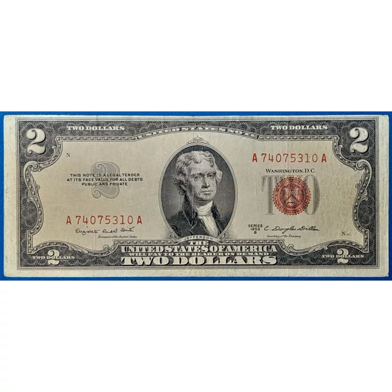 1953-as piros pecsétes 2 dolláros bankjegy  GOTTO NUMIZMATIKA