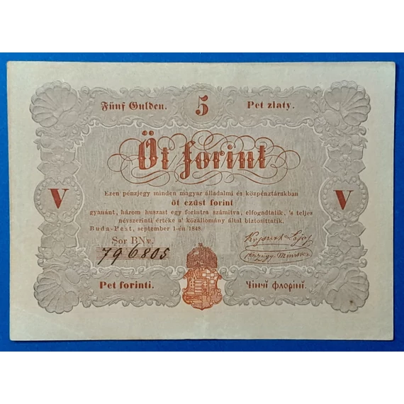 5 Forint 1848 – A legendás piros Kossuth-bankó GOTTO NUMIZMATIKA