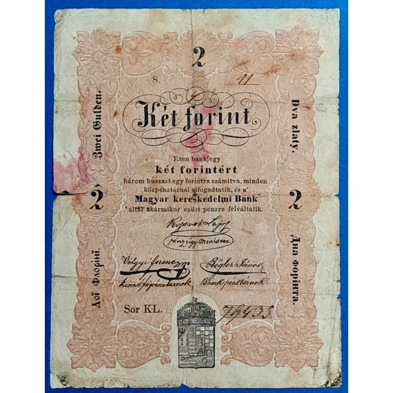 2 forint 1848 – Eredeti Kossuth-bankó a szabadságharc idejéből GOTTO