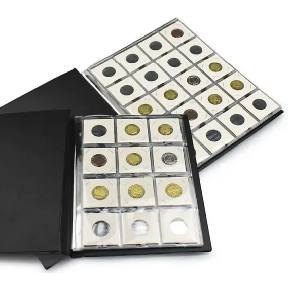 Érmealbumok érmekerethez, 120 zsebes, 52x52 mm, PCCB-Mingt - bordó